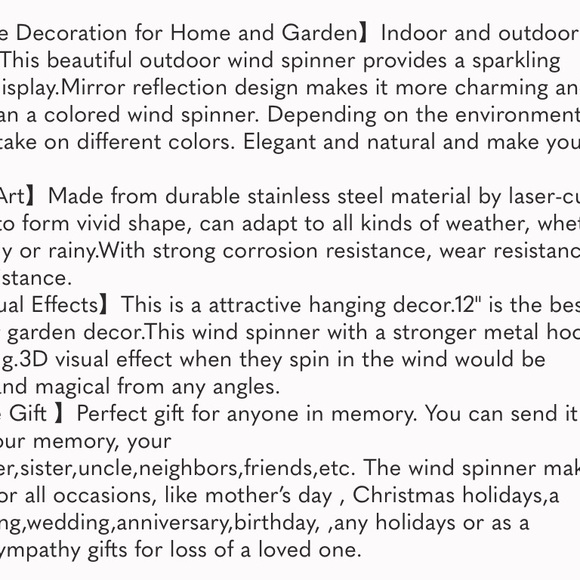 Wind Spinner 3D Stainless Steel Metal Sculptures Decorations, 3D Water Droplets - Picture 7 of 7